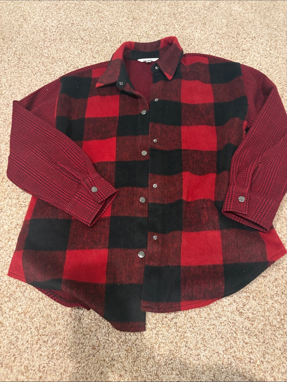 Red and Black Buffalo Plaid Button-Up Shirt